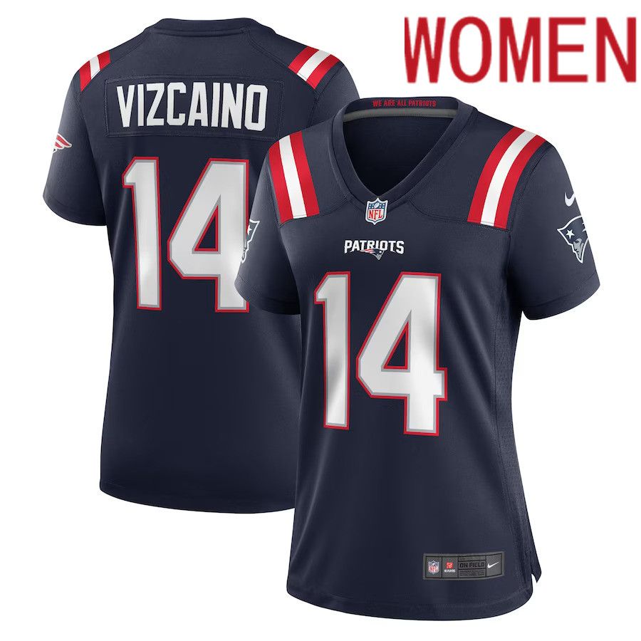 Women New England Patriots #14 Tristan Vizcaino Nike Navy Home Game Player NFL Jersey->women nfl jersey->Women Jersey